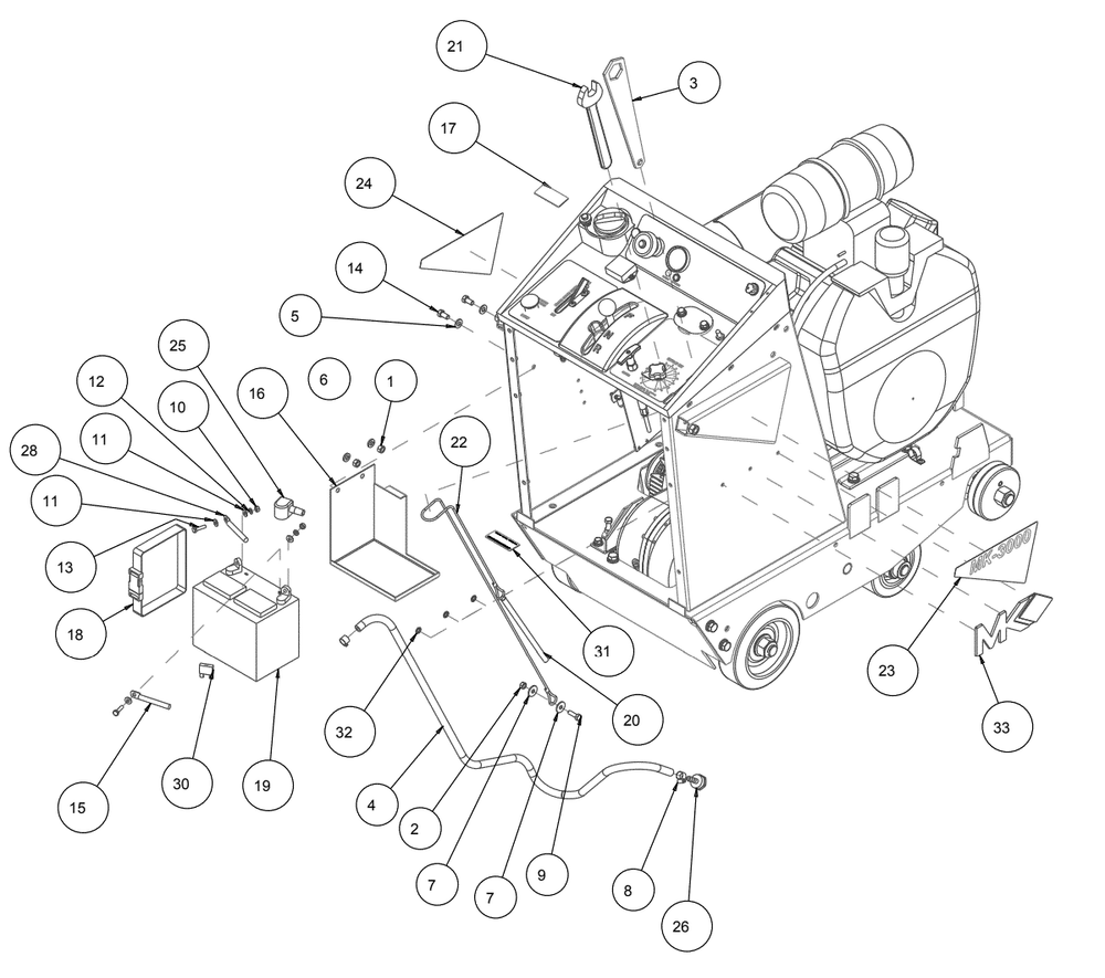 Section 03 Diagram and Parts List for MK-3026K 166449-26 MK Diamond Concrete Saw